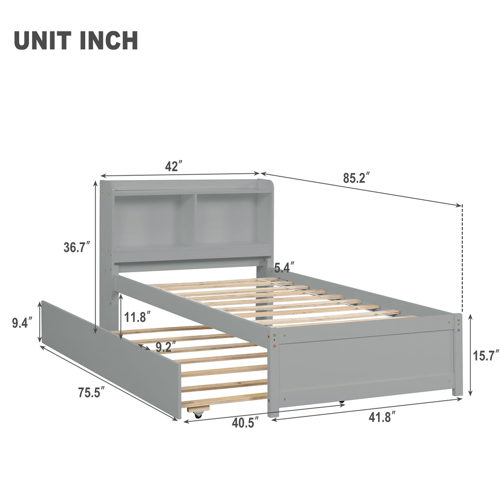 Twin Bed with Trundle and Bookcase