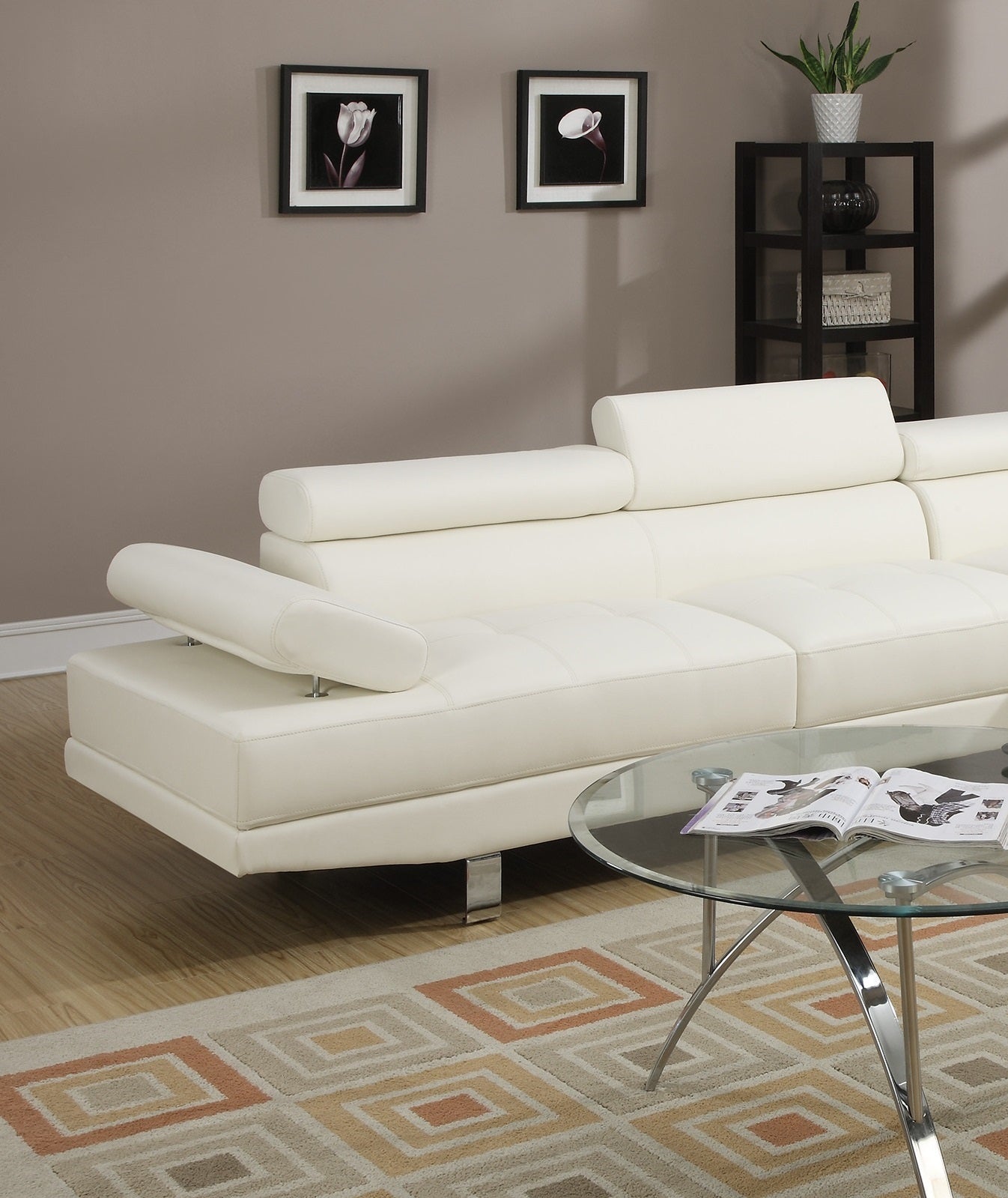 White Color Sectional Living Room Furniture