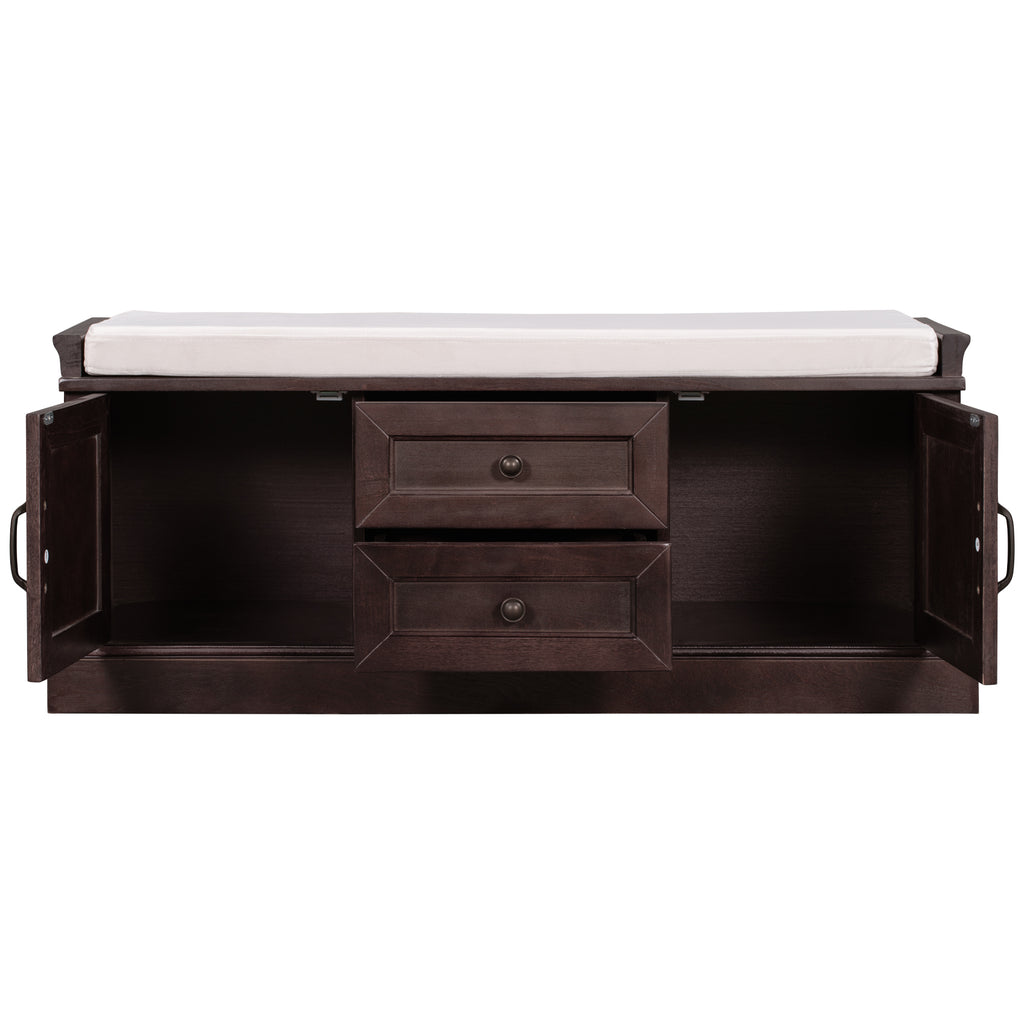 TREXM Storage Bench with 2 Drawers and 2 Cabinets