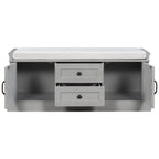 TREXM Storage Bench with 2 Drawers and 2 Cabinets, Gray Wash