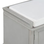 TREXM Storage Bench with 2 Drawers and 2 Cabinets, Gray Wash