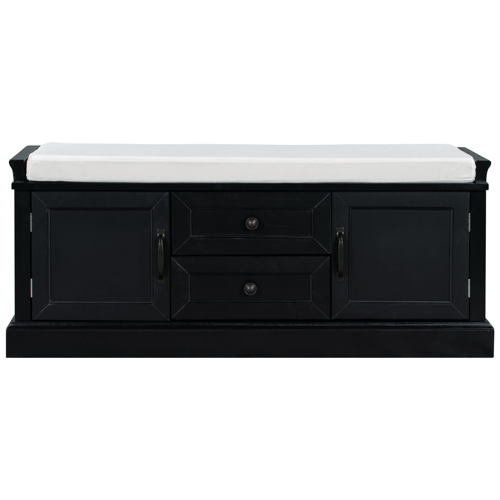 TREXM Storage Bench with 2 Drawers and 2 Cabinets in Black
