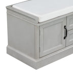 TREXM Storage Bench with 2 Drawers and 2 Cabinets, Gray Wash