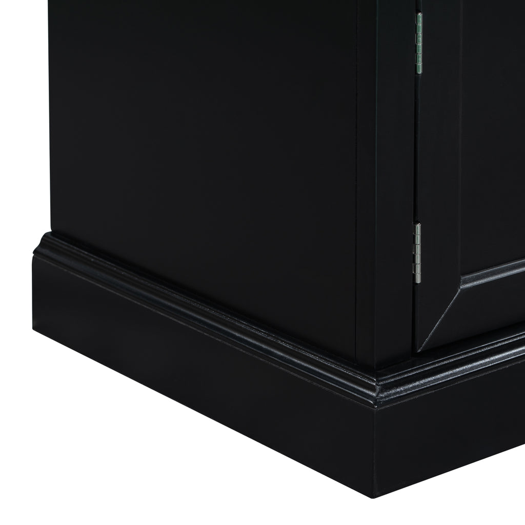 TREXM Storage Bench with 2 Drawers and 2 Cabinets in Black