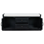 TREXM Storage Bench with 2 Drawers and 2 Cabinets in Black