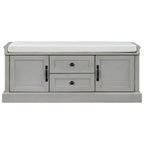 TREXM Storage Bench with 2 Drawers and 2 Cabinets, Gray Wash