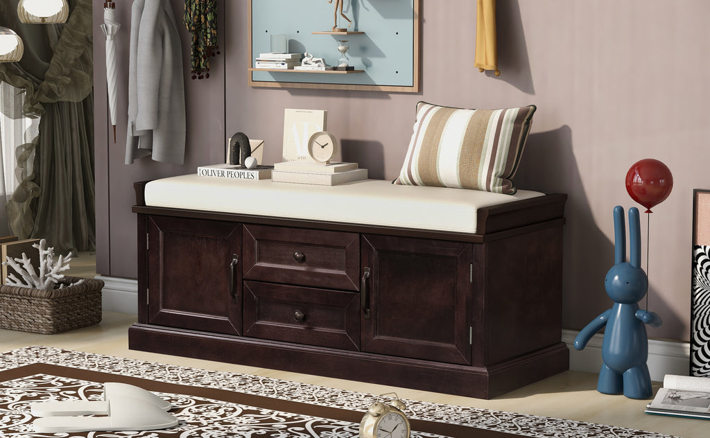 TREXM Storage Bench with 2 Drawers and 2 Cabinets