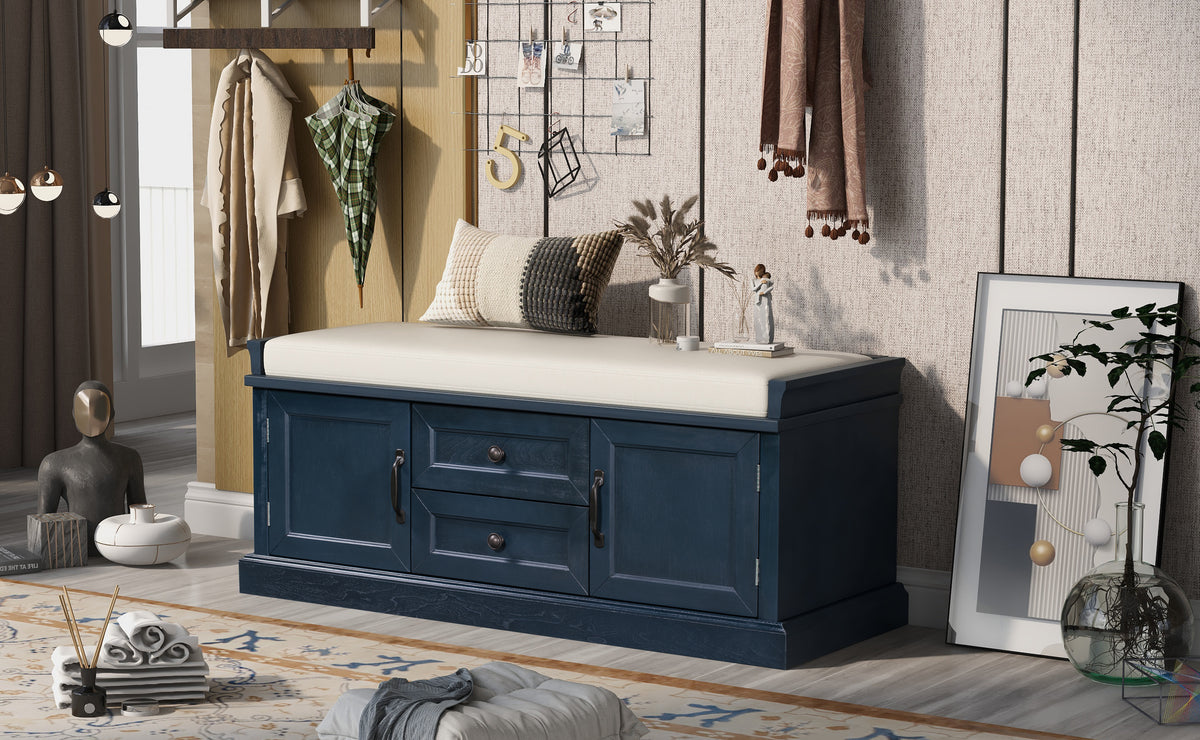 TREXM Storage Bench with 2 Drawers and 2 Cabinets