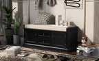 TREXM Storage Bench with 2 Drawers and 2 Cabinets in Black