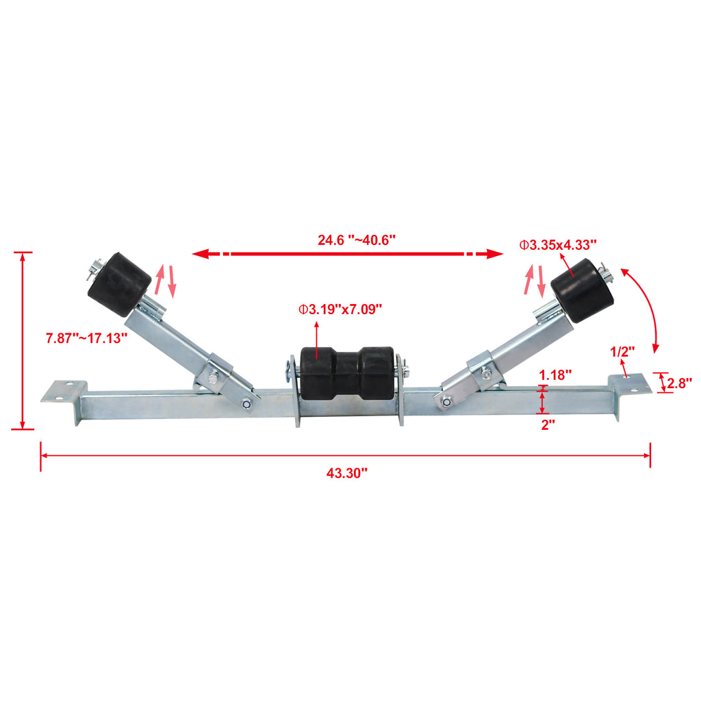 Boat Trailer Bottom Support Bracket with Keel Rollers