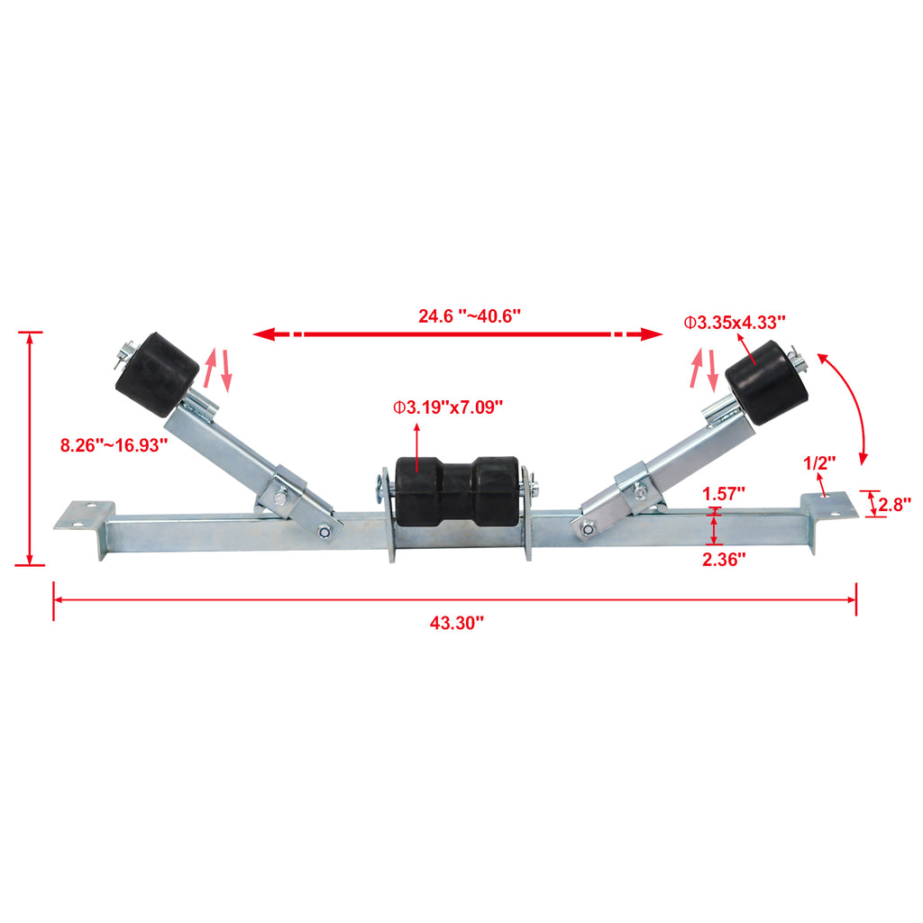 Boat Trailer Bottom Support Bracket with Keel Rollers