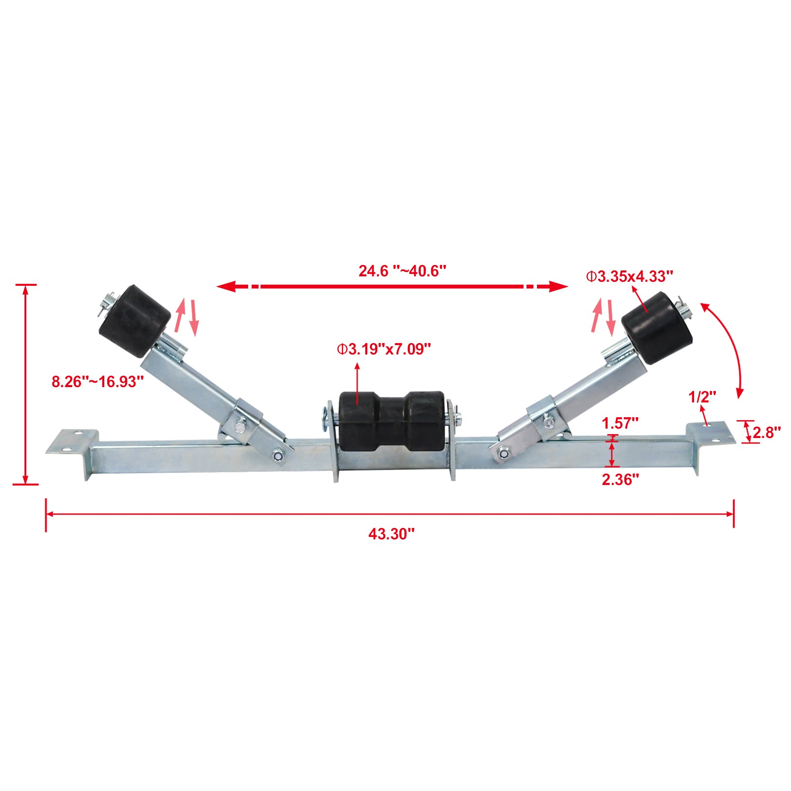 Boat Trailer Bottom Support Bracket with Keel Rollers