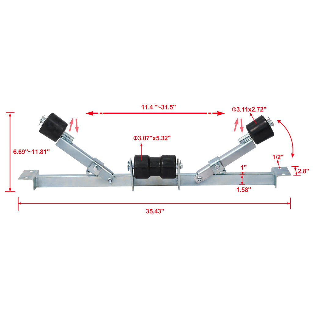 Boat Trailer Bottom Support Bracket with Keel Rollers