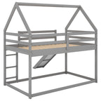 Twin Size Bunk House Bed With Slide And Ladder