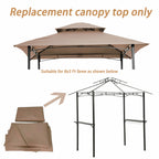 8x5Ft Grill Gazebo Replacement Canopy, Double Tiered BBQ Tent Roof Top Cover