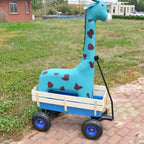 Outdoor Wagon All Terrain Pulling Wood Railing Air Tires Garden Cart