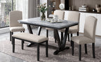 TREXM Modern Style 6-Piece Dining Table Set