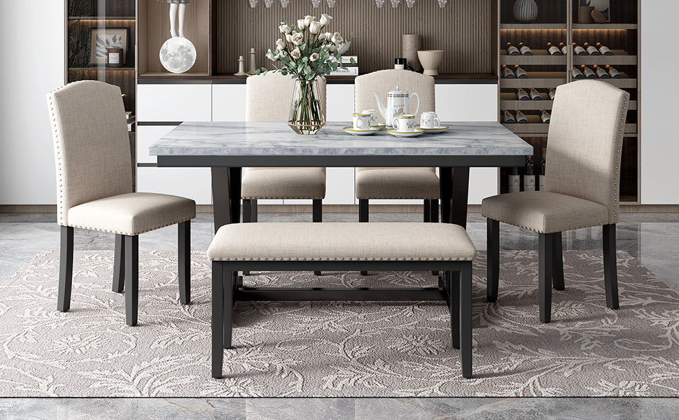 TREXM Modern Style 6-Piece Dining Table Set