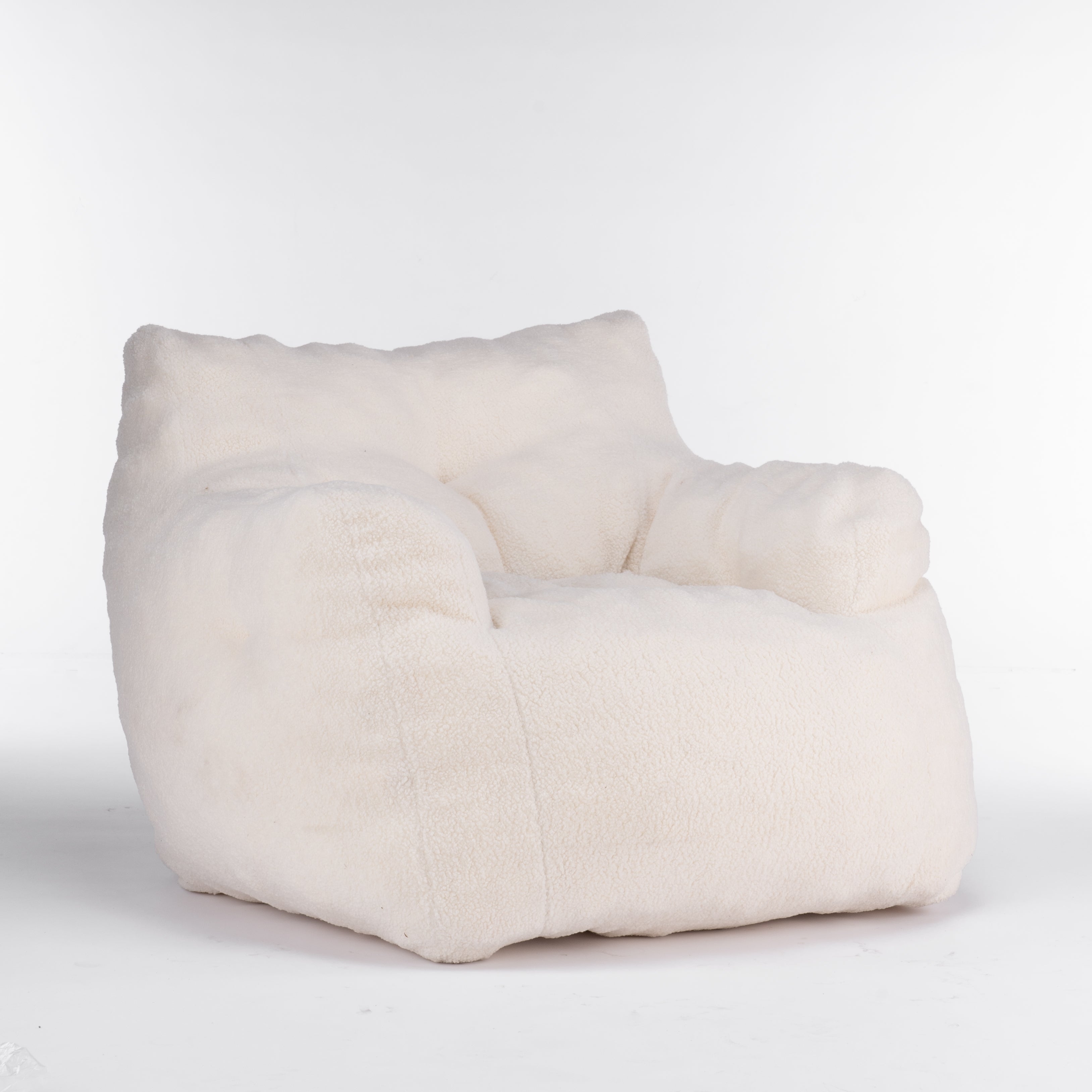 Soft Teddy Fabric Tufted Foam Bean Bag Chair