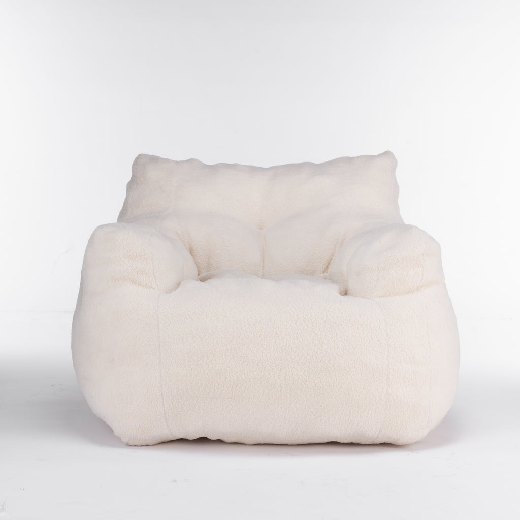 Soft Teddy Fabric Tufted Foam Bean Bag Chair