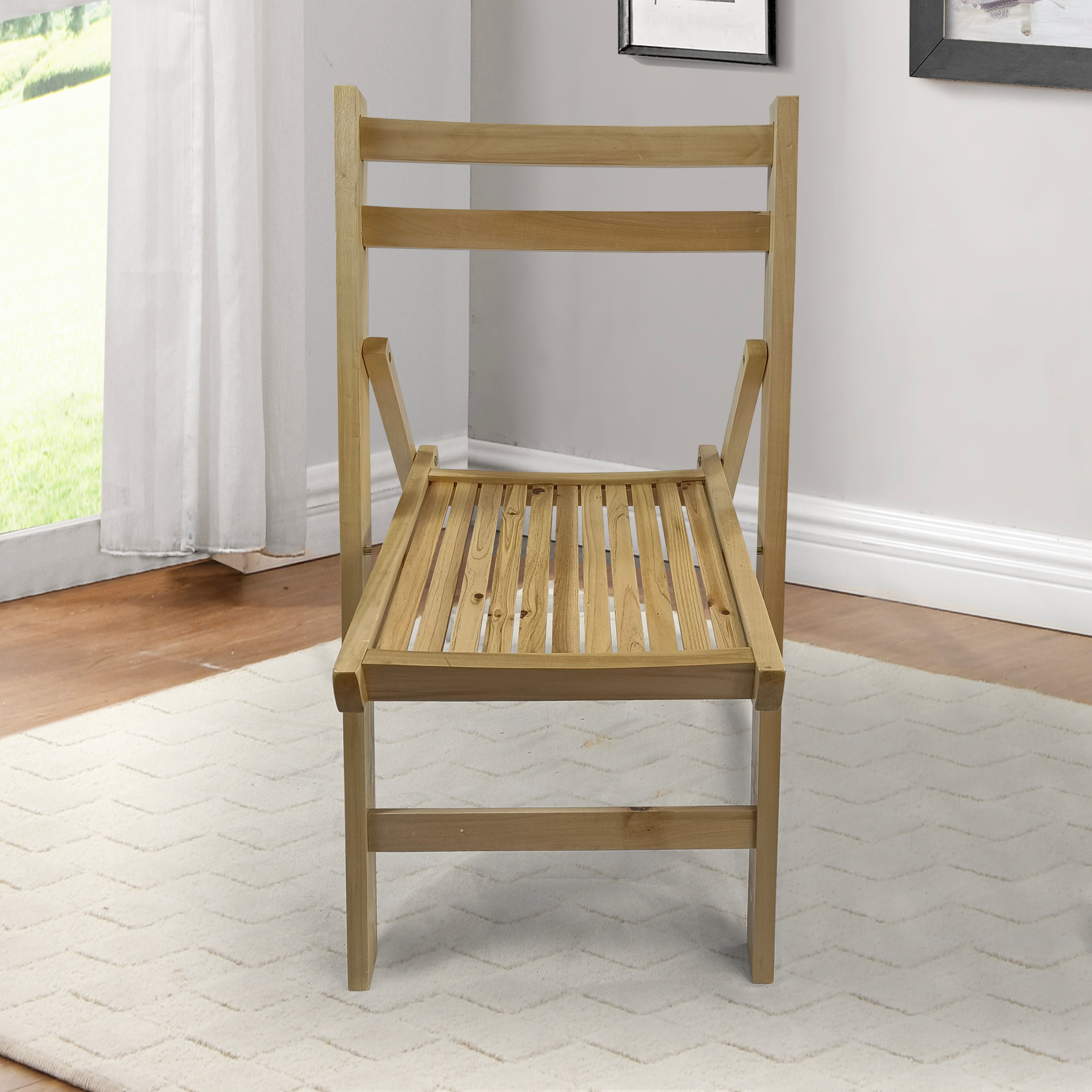 Slatted Wood Folding Chairs - Set of 4