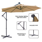 10 FT Solar LED Patio Outdoor Umbrella