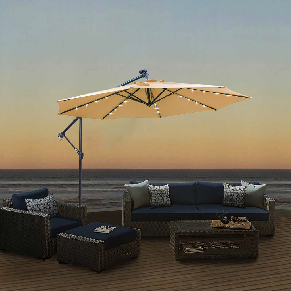 10 FT Solar LED Patio Outdoor Umbrella