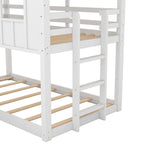 Twin Over Twin House Bunk Bed with Slide and Windows