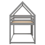 Twin Over Twin Low Bunk Bed with Ladder, Gray