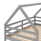 Twin Over Twin Low Bunk Bed with Ladder, Gray