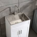 24in Stainless Steel Washing Sink with Faucet Hoses and Drain Head