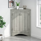 Oak Triangle Bathroom Storage Cabinet with Adjustable Shelves