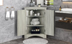 Oak Triangle Bathroom Storage Cabinet with Adjustable Shelves