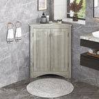 Oak Triangle Bathroom Storage Cabinet with Adjustable Shelves