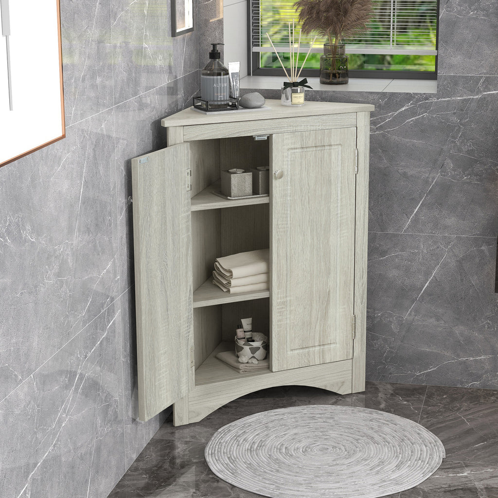 Oak Triangle Bathroom Storage Cabinet with Adjustable Shelves