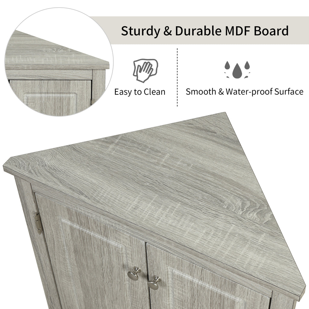 Oak Triangle Bathroom Storage Cabinet with Adjustable Shelves