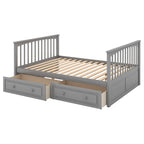 Full Over Full Bunk Bed with Drawers, Convertible Beds, Gray