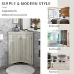 Oak Triangle Bathroom Storage Cabinet with Adjustable Shelves