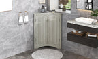Oak Triangle Bathroom Storage Cabinet with Adjustable Shelves