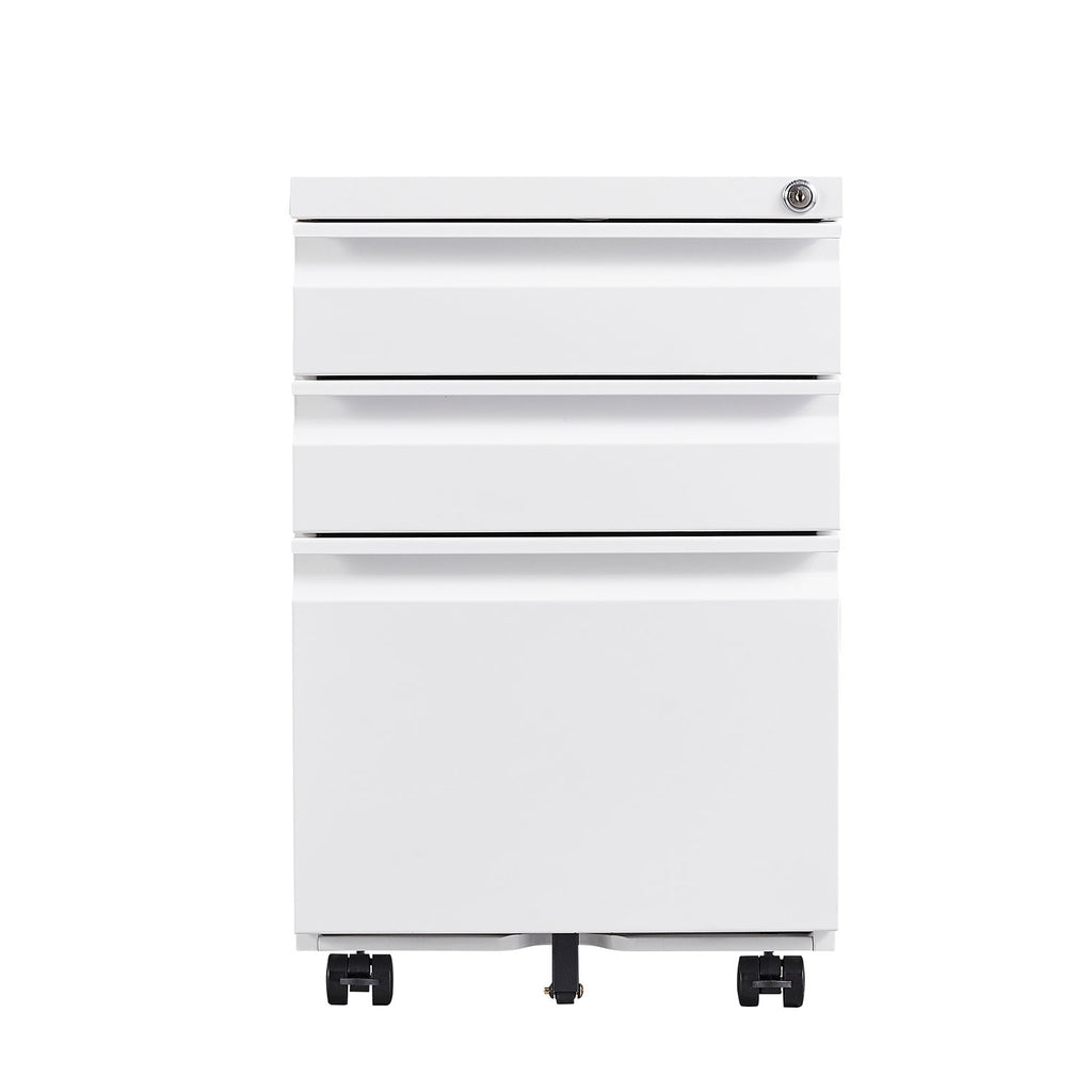 3-Drawer Mobile Filing Cabinet with Lock in White