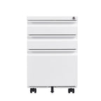 3-Drawer Mobile Filing Cabinet with Lock in White