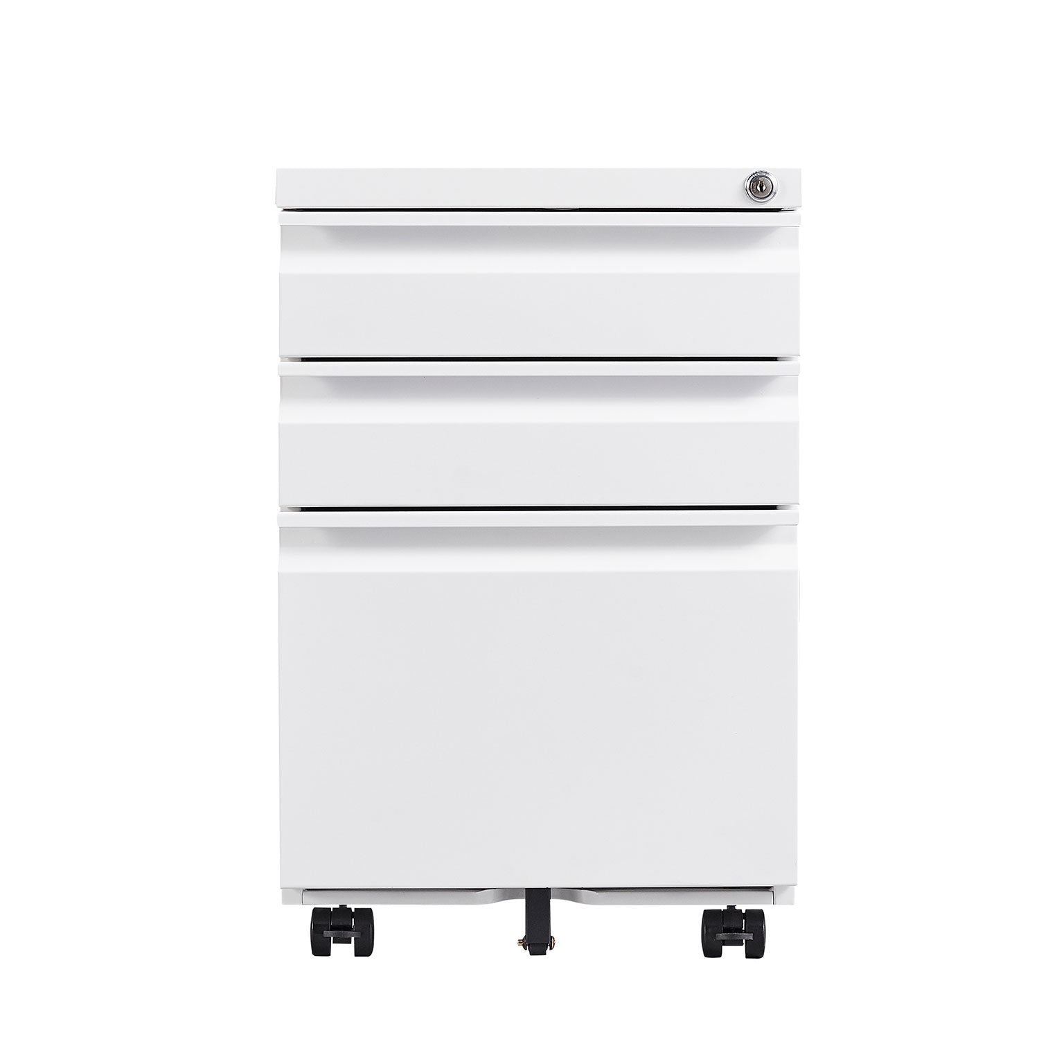 3-Drawer Mobile Filing Cabinet with Lock in White