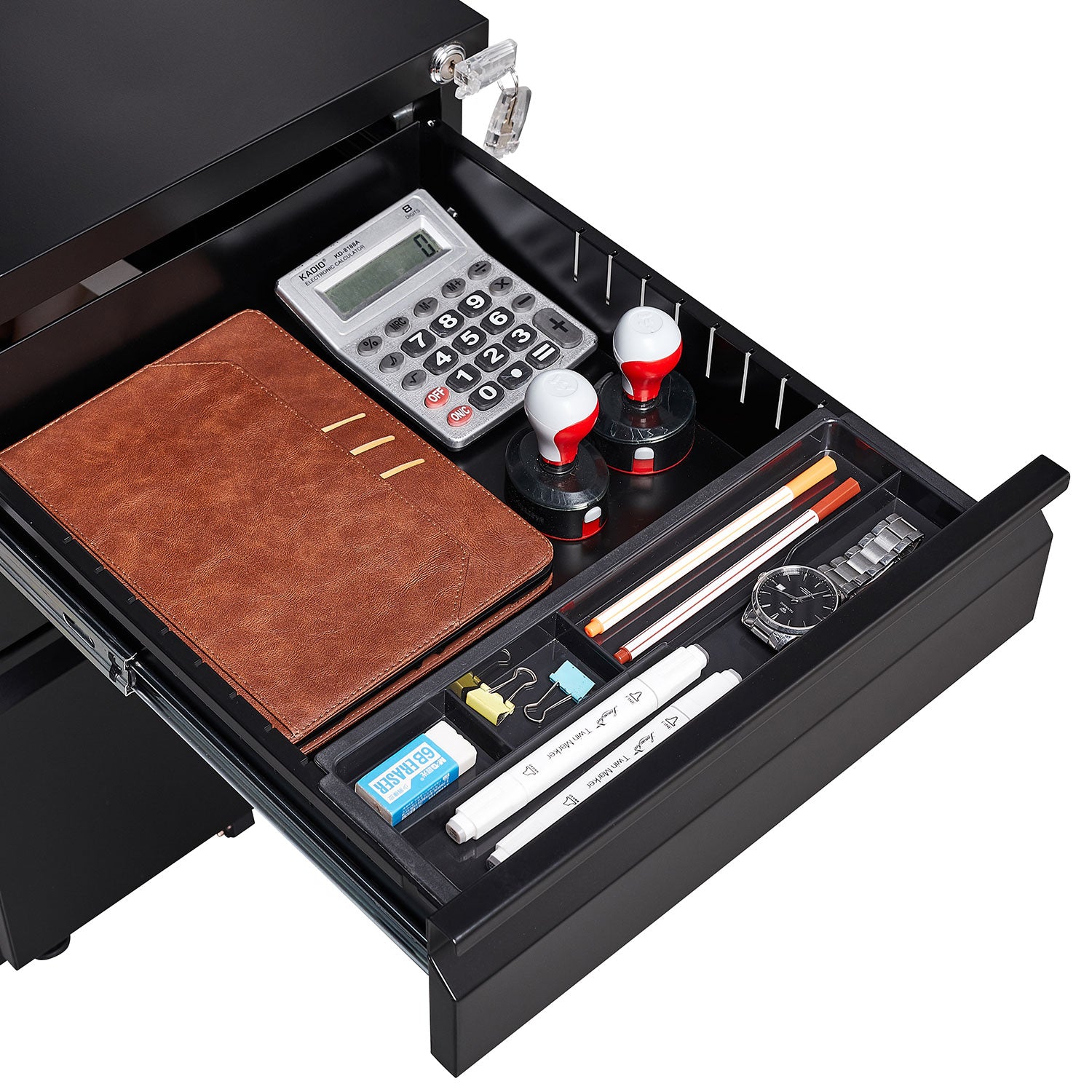 3-Drawer Mobile Filing Cabinet with Lock