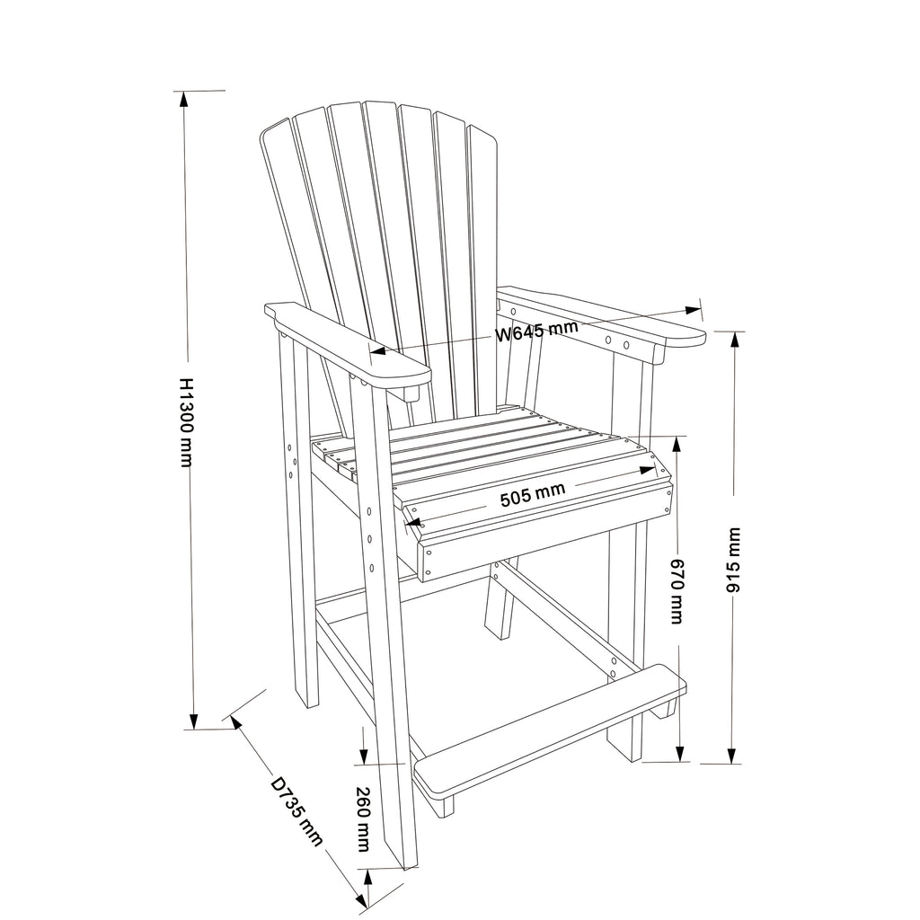 HDPE Bar Chair, Outdoor Tall Adirondack Chairs Set of 2