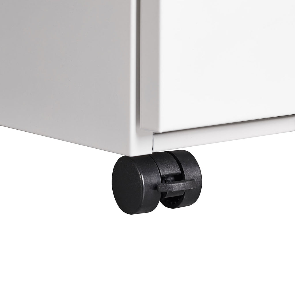 3-Drawer Mobile Filing Cabinet with Lock in White