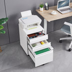 3-Drawer Mobile Filing Cabinet with Lock in White