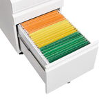 3-Drawer Mobile Filing Cabinet with Lock in White
