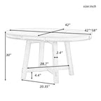 TREXM Farmhouse Round Extendable Dining Table with 16" Leaf