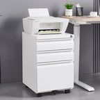 3-Drawer Mobile Filing Cabinet with Lock in White