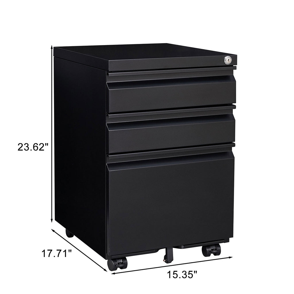 3-Drawer Mobile Filing Cabinet with Lock